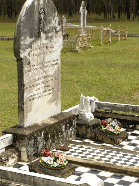 John Henry BURRELL,  | died 7 Aug 1921;  | Ellen BURRELL,  | died 22 July 1957 aged 88 years;  | Howard cemetery, City of Hervey Bay  | 