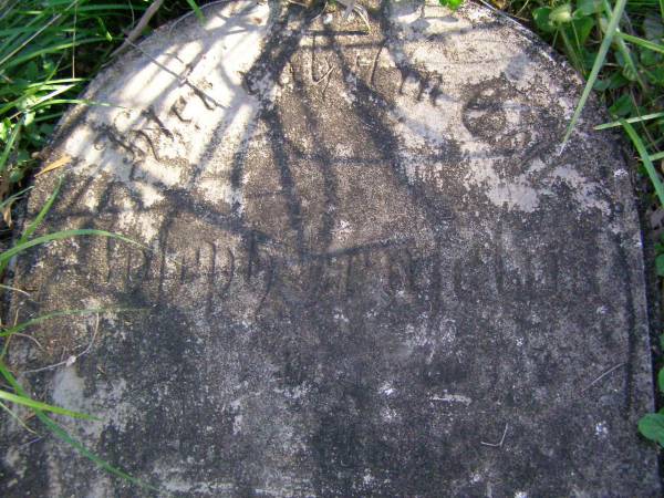 Johan THRAN?,  | died 2 ???;  | Hoya/Boonah Baptist Cemetery, Boonah Shire  |   | (probably) Joseph Henselin died 23 May 1896, born 6 December 1873, he is the son of Christian FG Henselin and Marie DW Litzow  |   | 