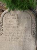 Wilhelmine HABERMANN (geb WENDT)
geb 20 Sep 1820
in Gebswalde Deutchland
gest 11 Sep 1897
Hoya Lutheran Cemetery, Boonah Shire