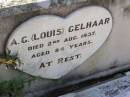 
A.C. (Louis) GELHAAR,
died 2 Aug 1937 aged 84 years;
Ingoldsby Lutheran cemetery, Gatton Shire
