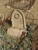 Louis Edward,
son of H.C.F. & A.E. BARBER,
died 17 Dec 1887 aged 11 months 2 days;
Jondaryan cemetery, Jondaryan Shire