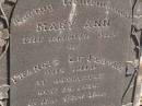 Mary Ann,
wife of Francis LE FEUVRE,
died Jondaryan 29 Oct 1890 in 43rd year;
Charles William & Emily Isabella LE FEUVRE,
died 21 Sept 1868;
Jondaryan cemetery, Jondaryan Shire