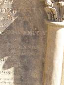 Mary CONNORTY,
wife of Thomas CONNORTY,
native of Co Killarney Ireland,
died Jondaryan 1 June 1892 in 50th? year,
erected by son Patrick CONNORTY;
Jondaryan cemetery, Jondaryan Shire