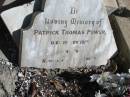 Patrick Thomas POWER,
died 1 Nov 1917 aged 46 years;
Jondaryan cemetery, Jondaryan Shire