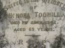 Honora TOOHILL
2 Apr 1942, aged 69
Kalbar Catholic Cemetery, Boonah Shire