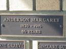 Margaret ANDERSON,
1830 - 1916 aged 86 years;
Engelsburg Methodist Pioneer Cemetery, Kalbar, Boonah Shire
a href=FamilyHistoryOtherDistrictsBoonahMargaretANDERSON.htmlSome of the story of Margaret Andersona