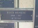 Edith KRAUSE,
1896 - 1917 aged 21 years;
Engelsburg Methodist Pioneer Cemetery, Kalbar, Boonah Shire