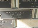 Susan PENNELL,
1836 - 1926 aged 90 years;
Engelsburg Methodist Pioneer Cemetery, Kalbar, Boonah Shire