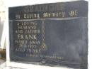 Frank GRAINGER,
husband father,
died 26-3-1993 aged 78 years;
Kandanga Cemetery, Cooloola Shire