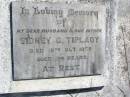 Sidney G. TIPLADY, husband father,
died 19 Oct 1959 aged 74 years;
Kandanga Cemetery, Cooloola Shire