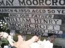 Ivy May MOORCROFT, wife mother,
died 4 March 1959 aged 50 years;
William Henry MOORCROFT, father,
died 31 August 1967;
Kandanga Cemetery, Cooloola Shire