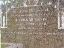 Laura BECKER, wife daughter,
died 25 Oct 1940 aged 30 years;
Kandanga Cemetery, Cooloola Shire