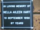 Nella Aileen HART
d: 10 Sep 1996, aged 87
Kenmore-Brookfield Anglican Church, Brisbane