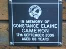 Constance Elaine CAMERON
d: 17 Sep 2005, aged 88
Kenmore-Brookfield Anglican Church, Brisbane