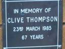 Clive THOMPSON
d: 23 Mar 1985, aged 67
Kenmore-Brookfield Anglican Church, Brisbane