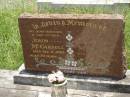 John MCCARROLL,
husband father,
died 5 Sept 1964 aged 70 years;
Elsie Muriel MCCARROLL,
mother,
died 11 Oct 1974 aged 75 years;
Kilkivan cemetery, Kilkivan Shire