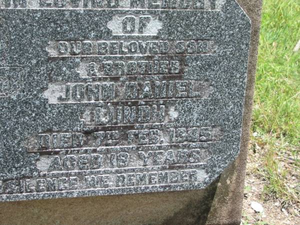 John Daniel (Dan) LUNDH,  | son brother,  | died 7 Feb 1945 aged 18 years;  | Kilkivan cemetery, Kilkivan Shire  | 