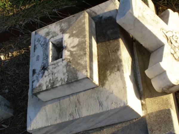 Edith,  | wife of Frederick J. WILL,  | died 19 July 1912 aged 42 years;  | Killarney cemetery, Warwick Shire  | 