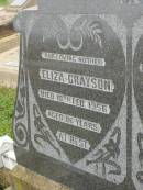 Eliza GRAYSON,
mother,
died 10 Feb 1956 aged 86 years;
Francis GRAYSON,
husband father,
died 31 Dec 1939 aged 75 years;
Killarney cemetery, Warwick Shire