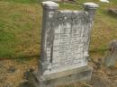 Annie GLASBY,
mother,
born 22 June 1848,
died 1 Jan 1908;
George E. GLASBY,
father,
born 27 Feb 1844,
died 26 April 1926;
Ernest C. GLASBY,
son,
born 18 Dec 1887,
died 19 May 1891;
Edward T. GLASBY,
son,
born 18 July 1886,
died 23 May 1891;
George E. GLASBY,
son,
born 21 Aug 1874,
killed in action France 12 Oct 1917;
Andrew GLASBY,
son,
born 8 July 1877,
died 17 Jan 1924;
Bob GLASBY,
son,
born 2 July 1870,
died 11 Oct 1897;
Killarney cemetery, Warwick Shire