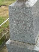 Christian,
husband of Elizabeth OTTOSEN,
died 11 May 1918 aged 49 years;
Elizabeth OTTOSEN,
died 26 Feb 1951 aged 77 years;
Killarney cemetery, Warwick Shire