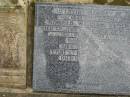 Ronald William NEDEN,
son brother,
died 7 June 1944 aged 23 years;
Minnie NEDEN,
mother,
died 13 June 1951;
Ernest Daniel NEDEN,
father,
died 16 Mar 1952;
Killarney cemetery, Warwick Shire