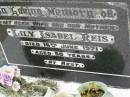 Lily Isabel REIS,
wife mother,
died 16 June 1971 aged 50 years;
Killarney cemetery, Warwick Shire