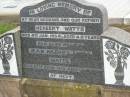 Herbert WATTS,
husband father,
died 4 Jan 1954 aged 48 years;
Jean Harriet Emma WATTS,
mother,
died 27 April 1980 aged 65 years;
Killarney cemetery, Warwick Shire