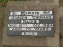 Joseph Thomas ALDIS,
died 15 Dec 1984 aged 73 years;
Killarney cemetery, Warwick Shire