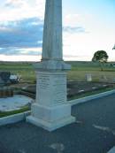 William MUTCH,
born Rayne Aberdeenshire Scotland 12 May 1811,
died Killarney 12 Dec 1890;
Margaret Herd,
wife,
born Rayne 25 Oct 1825,
died Tannymorel 4 Sept 1908;
George Marischal MUTCH,
died 29 Nov 1940 aged 29 years;
parents;
Ila Muriel MUTCH,
born 2-8-1908,
died 20-9-1980;
Villiers Bushby MUTCH,
born 27-1-1908,
died 23-6-1987;
parents;
Florence Grace MUTCH,
died 26 May 1924 aged 51 years;
George Leslie MUTCH,
died 23 July 1941 aged 77 years;
Killarney cemetery, Warwick Shire