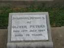 Oliver PETERS,
died 13 July 1968 aged 79 years;
Killarney cemetery, Warwick Shire
