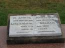 Leslie Wayne GRAHAM,
son brother,
died 17 Sept 1962 aged 13 years;
Killarney cemetery, Warwick Shire