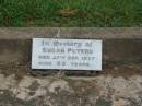 Cuthbert Edward PETERS,
died 20 Jan 1939 aged 42 years;
Susan PETERS,
died 27 Sept 1937 aged 80 years;
Beatrice Mary PETERS,
died 30 Jan 1940,
cremated Brisbane;
John PETERS,
died 25 Sept 1937 aged 81 years;
Killarney cemetery, Warwick Shire