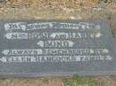 Mrs Rosie BOND;
Harry BOND;
remembered by Ellen HANCOCKS family;
Killarney cemetery, Warwick Shire