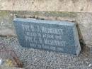 Roland R. MEDHURST,
husband,
born 1870,
died 1833;
Nancy A. MEDHURST,
mother,
born 1867,
died 1943;
H.J. MEDHURST,
killed in action 1917;
C.R. MEDHURT,
died England 1916;
Killarney cemetery, Warwick Shire