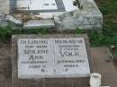 Nolene Ann VOLK,
daughter sister,
died 9 April 1967 aged 11 weeks;
Killarney cemetery, Warwick Shire