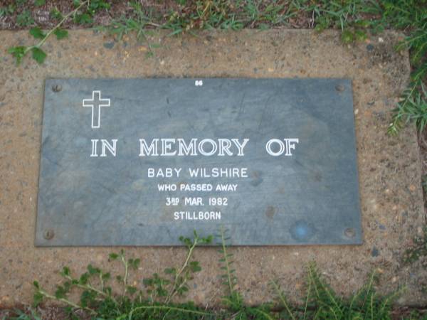 Baby WILSHIRE,  | stillborn 3 Mar 1982;  | Lawnton cemetery, Pine Rivers Shire  | 