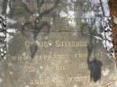 Catherine STEENBOCK,
wife of Claus STEENBOCK,
died 5 April 1894 aged 62 years;
4 infant sons;
Claus,
husband,
died 18 April 1920 aged 80 years;
Lawnton cemetery, Pine Rivers Shire