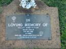 Kelley Anne PITHAM,
died 20 Nov 1988 aged 19 years,
loved by mum, dad, Francene, Monique & Todd;
Lawnton cemetery, Pine Rivers Shire