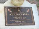 Grace Valmai PASCOE,
died 23 Aug 2006 aged 76 years;
G.H. PASCOE,
died 27 July 1988 aged 66 years;
Lawnton cemetery, Pine Rivers Shire