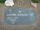Adrian A. BLAKE,
died 1 Nov 1987 aged 76 years;
Lawnton cemetery, Pine Rivers Shire