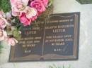 Percy John LEITCH,
died 27 June 1990 aged 80 years;
Gladys Elizabeth LEITCH,
died 20 Nov 2003 aged 91 years;
Lawnton cemetery, Pine Rivers Shire