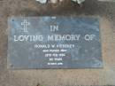 Ronald W. KIESEKER,
died 26 Feb 1989 aged 69 years;
Lawnton cemetery, Pine Rivers Shire