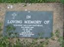Desmond William MATHEWS,
died 4 July 1979 aged 51 years,
husband of Dulcie,
father of 5 daughters;;
Lawnton cemetery, Pine Rivers Shire