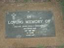 Allan John (Hal) CARSWELL,
died 15 June 1986 aged 57 years;
Lawnton cemetery, Pine Rivers Shire