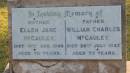 William Charles McCAULEY
d: 28 Jul 1945 aged 73
Ellen Jane McCAULEY
d: 10 Aug 1946 aged 72
Legume cemetery, Tenterfield, NSW