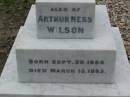 Anne Elizabeth WILSON,
born 2 June 1833,
died 15 Aug 1907;
William WILSON,
born Knaresbro Yorks 20 Sept 1802,
died Brisbane 21 April 1867;
Jane WILSON,
born Pickering Yorks 7 Nov 1838,
died Brisbane 21 Oct 1883;
Arthur Ness WILSON,
born 20 Sept 1884,
died 15 March 1885;
William Frederick Ness WILSON,
born 28 April 1863;
Ralph Ness WILSON,
born 23 Feb 1871,
drowned Coomera River 30 June 1883;
Lower Coomera cemetery, Gold Coast