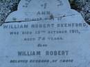 Ann,
wife of William Robert OXENFORD,
died 13 Oct 1911 aged 74 years;
William Robert,
husband,
died 31 March 1919 aged 83 years;
Lower Coomera cemetery, Gold Coast