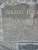 
August F FELDHAHN
b: 1870, d: 1930
Augusta L FELDHAHN
b: 1874, d: 1954
Lowood General Cemetery

