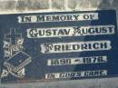 
Gustav August FRIEDRICH, 1890-1976;
Lowood Trinity Lutheran Cemetery (Bethel Section), Esk Shire
